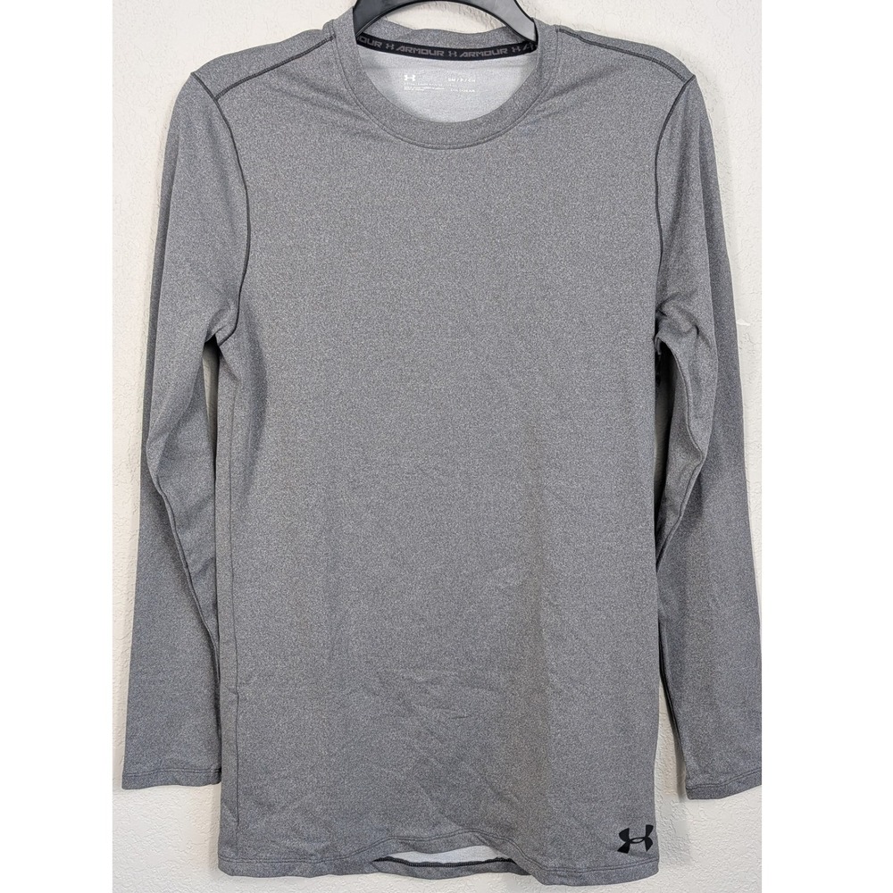 Under Armour ColdGear Fitted Long Sleeve Shirt Mens S Gray Lined Base Layer NWT‎